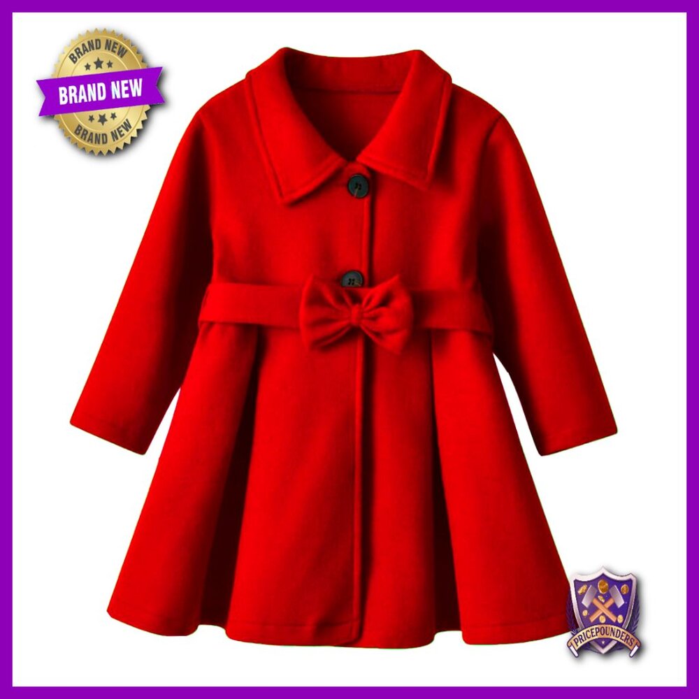 Toddler Girl Long Sleeve Button Dress Coat Chic Fall Winter Outfit